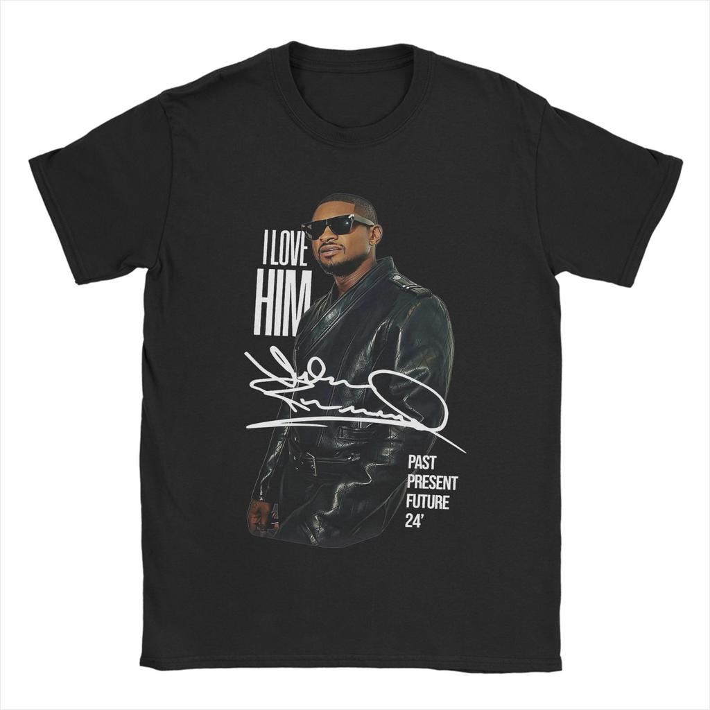 Rapper Usher Men's T Shirt Funny Tee Shirt Short Sleeve Round Neck T-Shirts Pure Cotton Printing Clothes