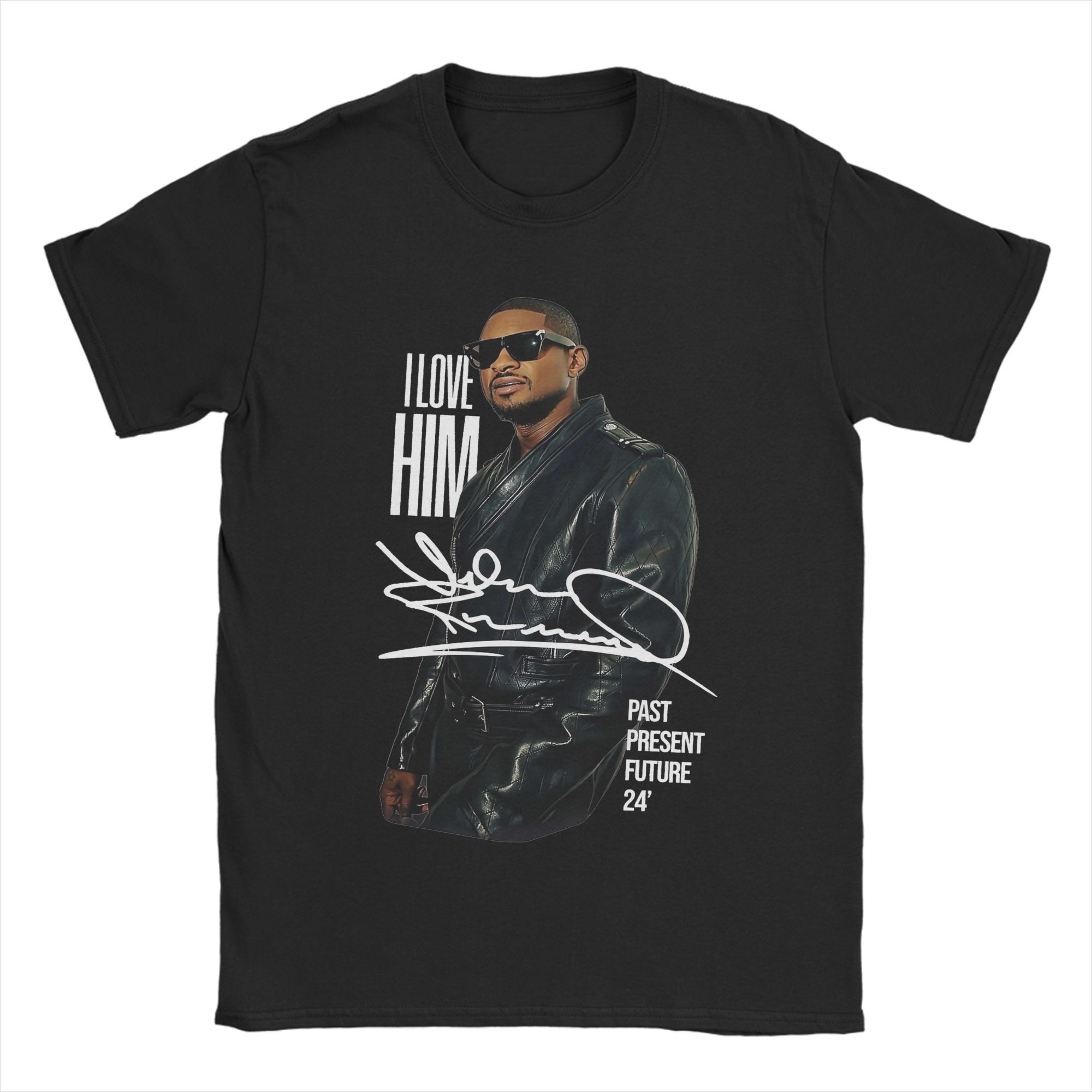 Rapper Usher Men s T Shirt  Funny Tee Shirt Short Sleeve Round Neck T-Shirts Pure Cotton Printing Clothes S