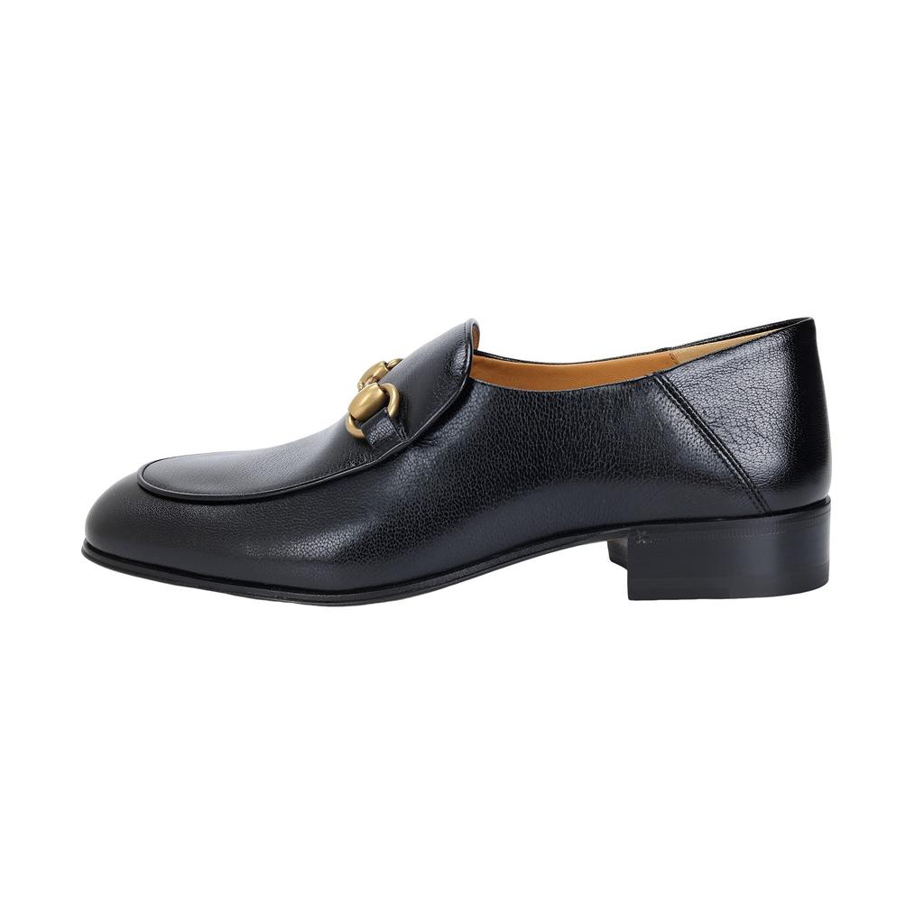 Gucci Horsebit Slip On Loafer Gold Tone Black Leather Women's 571050 0G0V0 1000