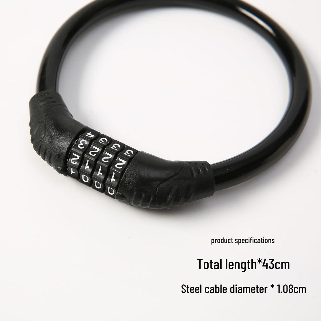 Four-Digit Black Bicycle Anti-Theft Lock - Ring Lock for Mountain and Electric Bikes