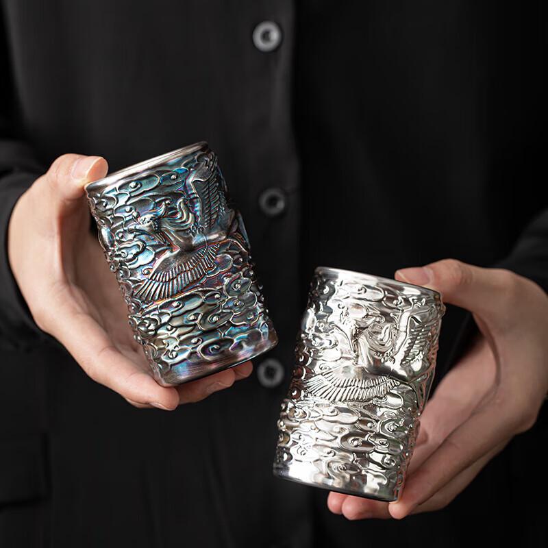 

Керамическая посеребренная чашка для кунг-фу чая Sui с изображением дракона и феникса