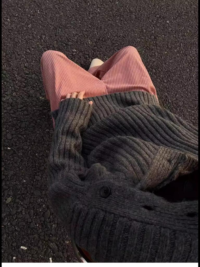 Heren geknoopte ronde hals donkergrijze trui - herfst/winter niche design gebreide jas