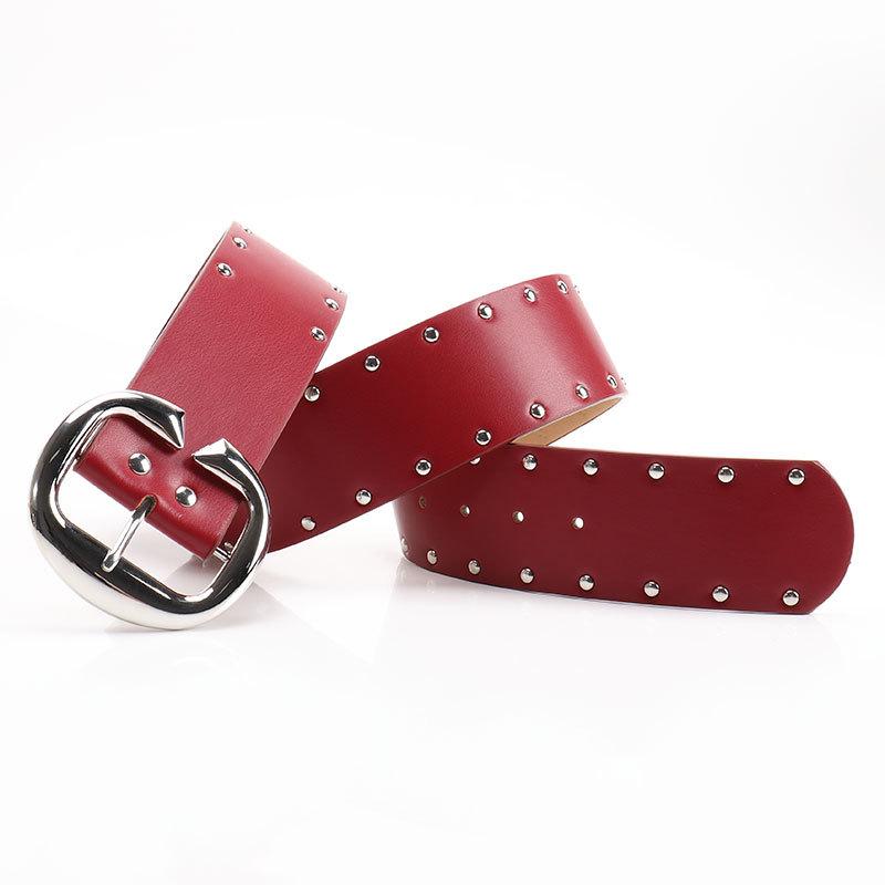 C-button punk style women's belt, American Spice Girl rivets with skirt pants waist seal heavy industry belt women