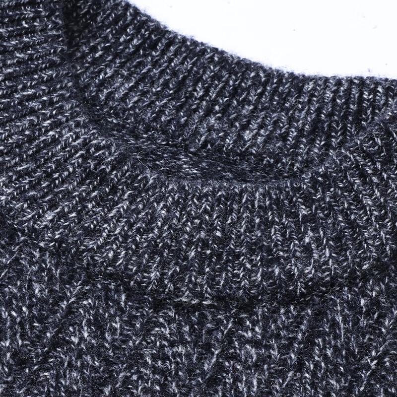 Hengyuanxiang Men's 100% Wool Thickened Round Neck Pullover Sweater