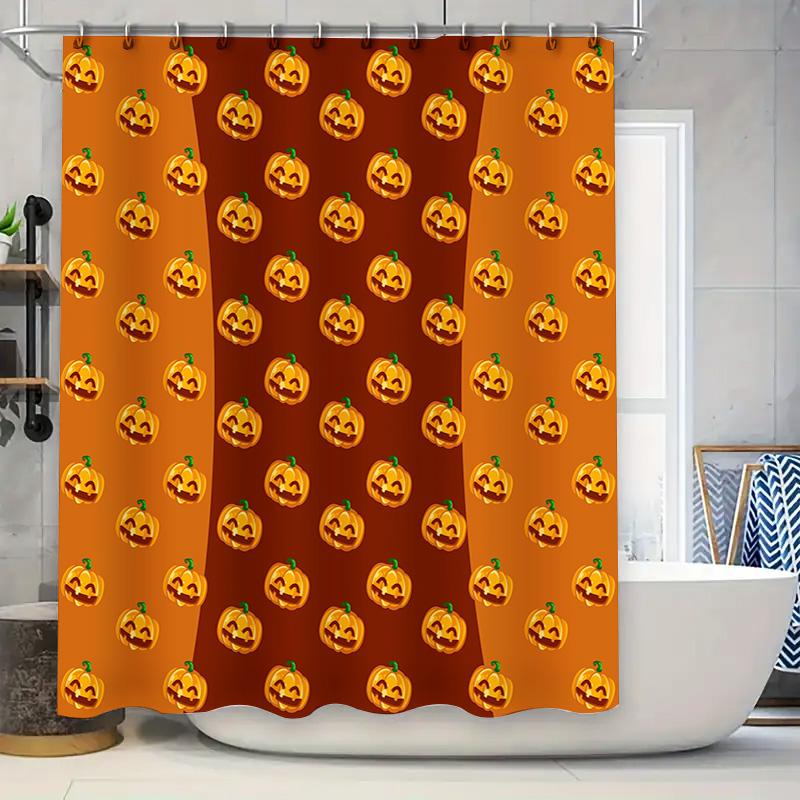 

Halloween-Themed Orange Pumpkin Shower Curtain Waterproof Fabric For Bathroom Decor Home Accessories Custom Printed Wall Hanging W60H190(CM)-1 Pcs