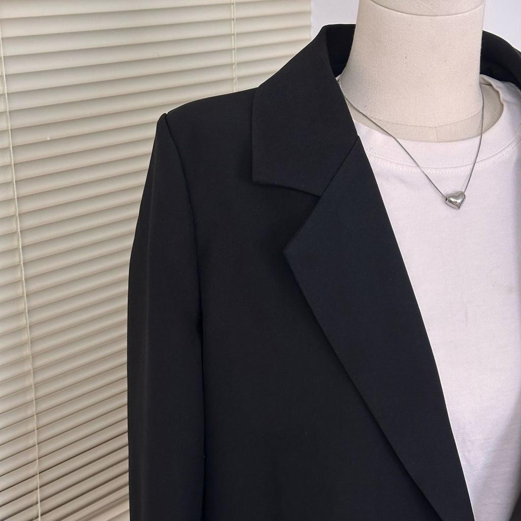 Dámské elegantní sako Korejský styl Volný střih Ležérní blejzr Design s prošívanými manžetami Novinka