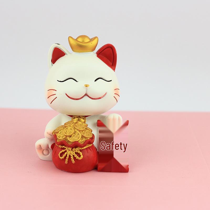 Lucky Cat Resin Craft - Cute Desktop Ornament & Home Decoration