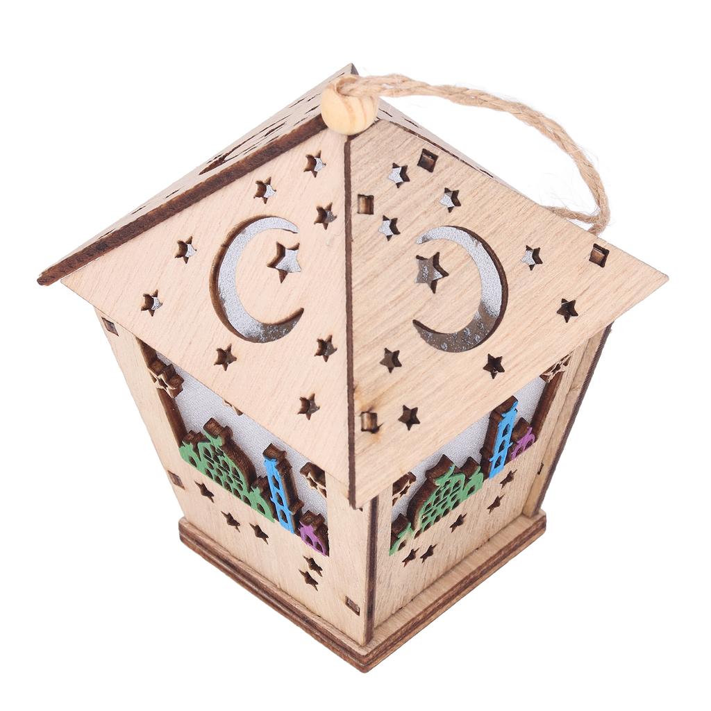 Ramadan Lamp Three Dimensional House Shape Unique Design Hanging Light Wooden Decorative Lamp