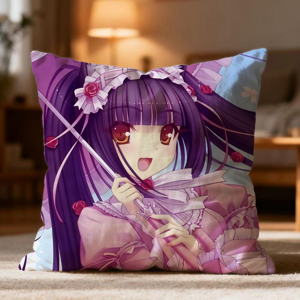 Popular N-NNekopara Cushion Cover Soft Washable Pillow Case Multi-Scene for Couch Bed Travel Office Use