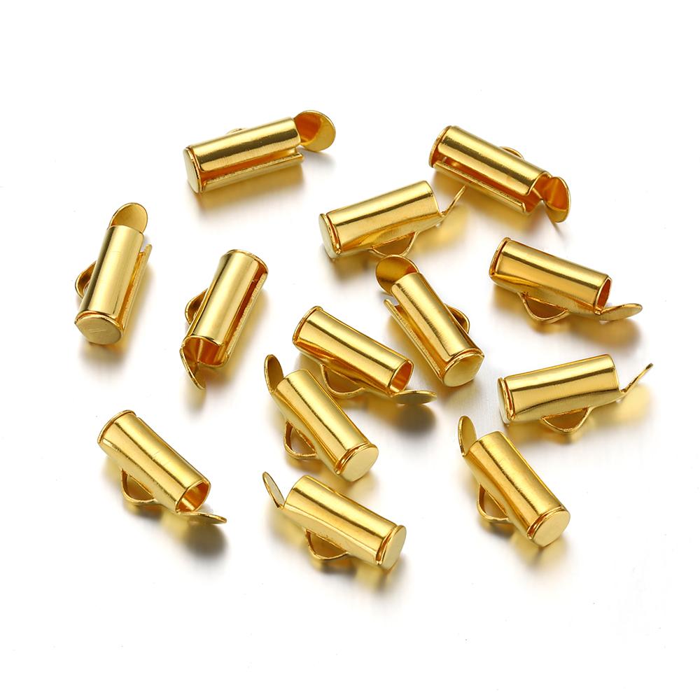 50pcs Fastener Tube Crimp End Caps Slider Clasp Bracelet Buckles for DIY Connectors Loom Jewelry Making Findings Accessories