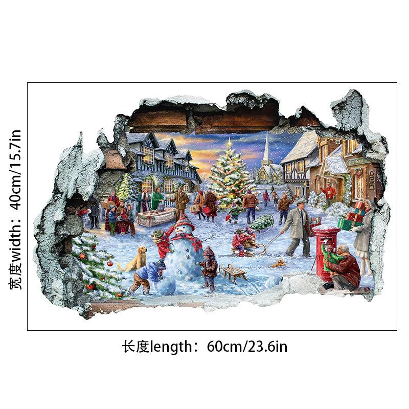 

Рождественская Атмосфера Декор Наклейка на Стену Дед Мороз Праздничная Декоративная Наклейка Гостиная Самоклеящаяся 60x40cm