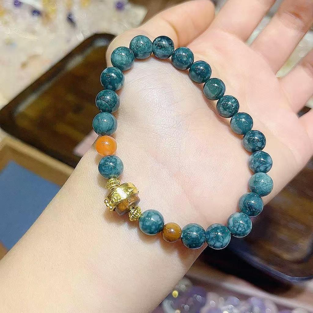 Natural Blue Water Jade Women's Bracelet - Creative Chinese Style Design