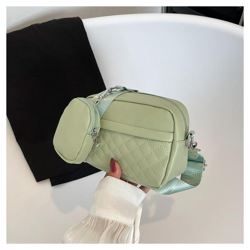 Neue Damen Umhängetasche PU Weiche Lederstruktur Bestickte Rautensteppung Crossbody Bag Große Kapazität Lässige Mini Square Bag Geldbörse