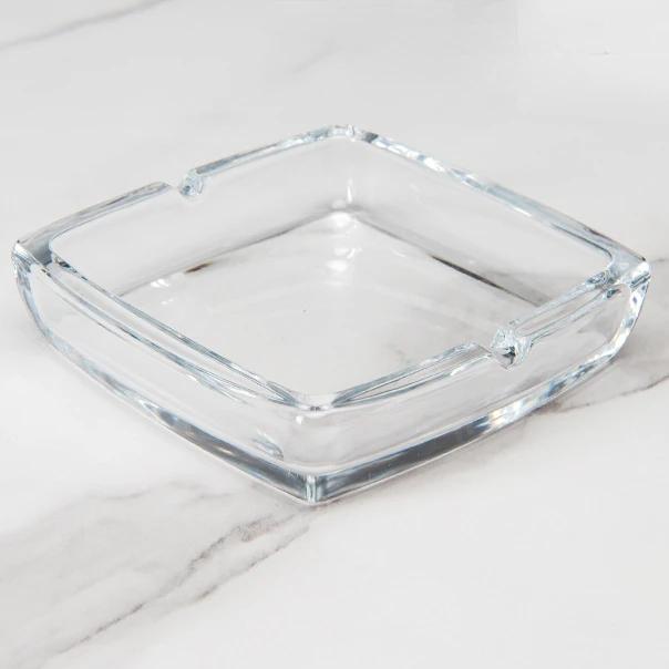 Classic Square Crystal Glass Ashtray for Men and Women, Transparent Smoke Cup, Creative Home Bar, Living Room, Simple Factories