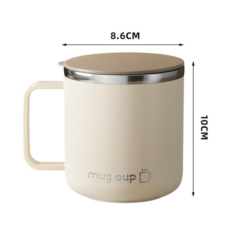 Double Wall Insulated Coffee Cup Portable 304 Stainless Steel Drinking Cup Leak Proof Milk Coffee Mug With Handle&Llid-Homeclub