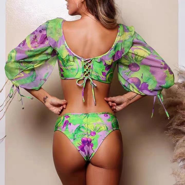 Nový styl řasení Jednodílné Dvoudílné Sexy Dovolenkové Plavky Dámská Síťovaná Sukně Plavkový Set