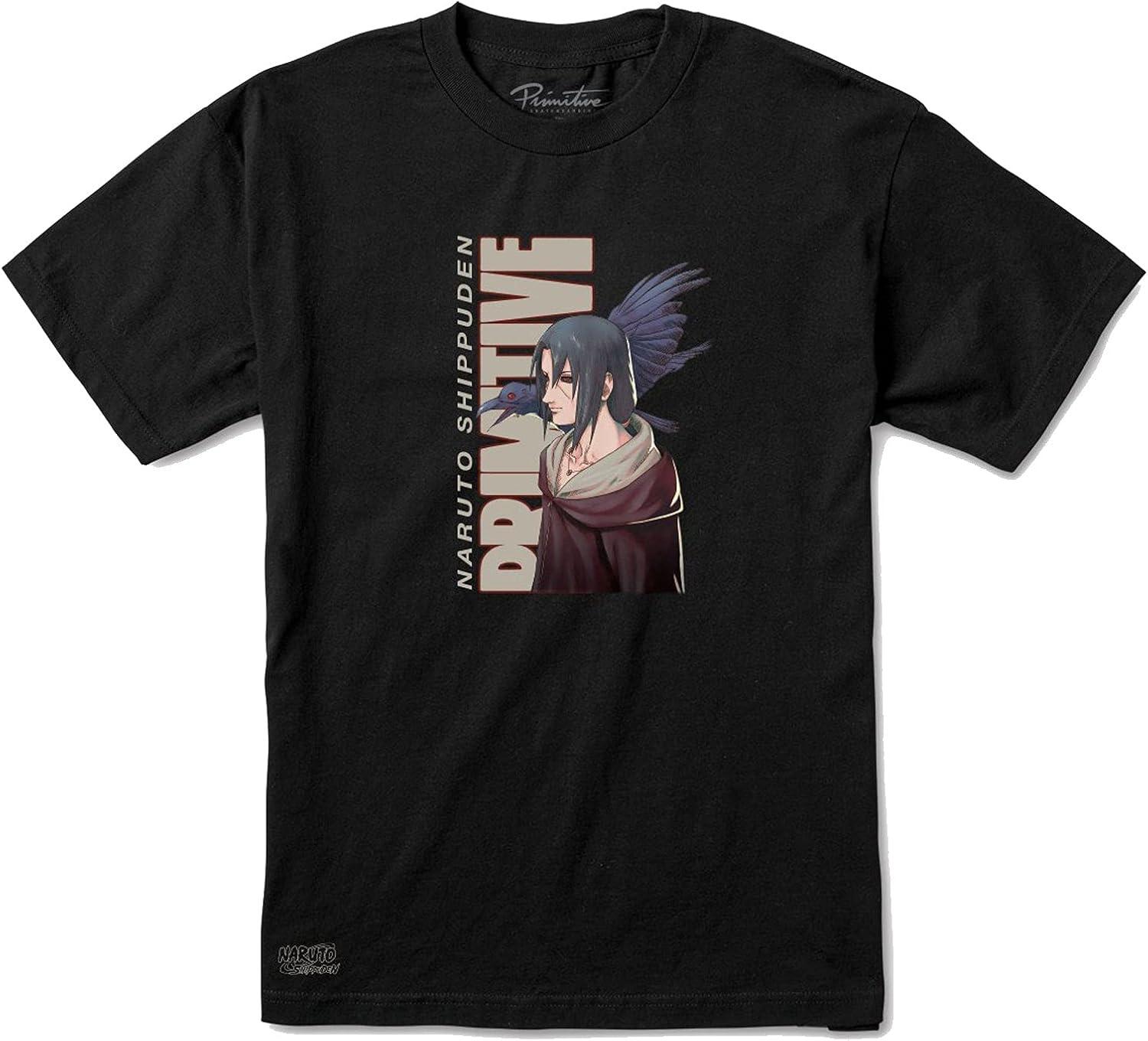Primitive Skateboarding x Naruto Shippuden Итачи Шаринган Мужская футболка с коротким рукавом Черный-S S
