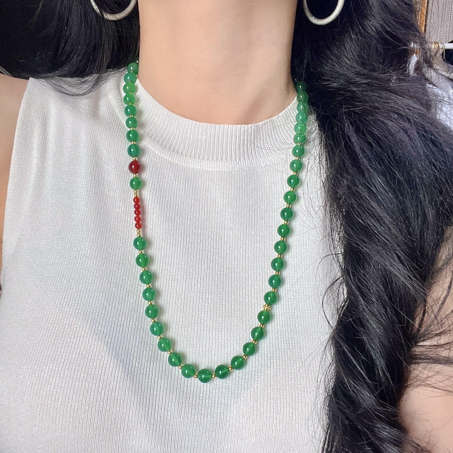 High Quality Natural Chalcedony Agate Design Necklace Sweater Chain