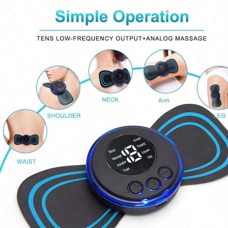 

LCD Display EMS Neck Massager Electric Neck & Back Massage Pad, 8 Modes Pulse Muscle Stimulator Portable чёрный