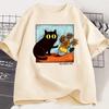 Van Gogh Cat Graphic T Shirts Men Women Flower Black Cat T-shirt Round Neck Cotton Short Sleeve Trendy Tee Shirt Tees