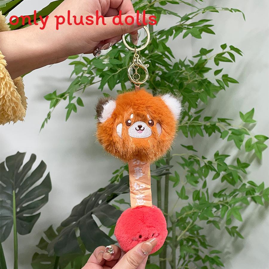 

Plush Panda Raccoon Keychain With Pull String For Bag Decoration And Gifts помаранчевий