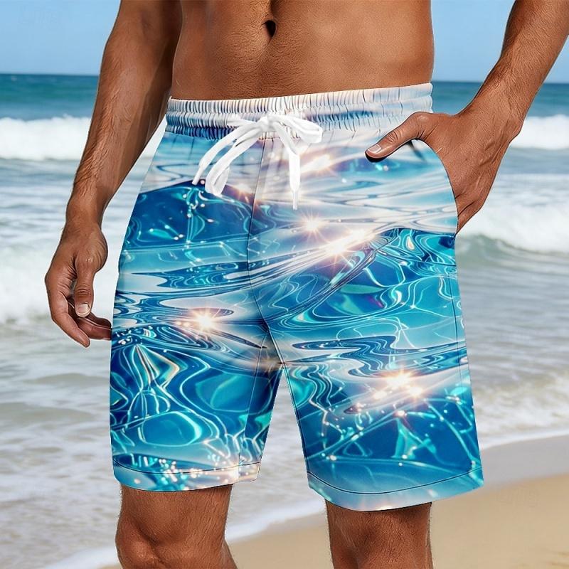 Vibrant Ocean Wave Graphic Swim Trunks For Men Lightweight 3D Printed Short Pants Summer Hawaii Surf Swimsuit Loose Beach Shorts