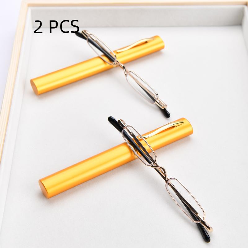 

2 шт. Костюм Портативные Складные Очки для Чтения с Зажимом для Ручки Тубус Чехол Мужские Женские Карманные Пресбиопические Очки +3.0