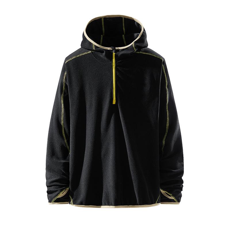 Unisex Antibacterial Half-Zip Stand Collar Outdoor Winter Sports Long-Sleeve Top L