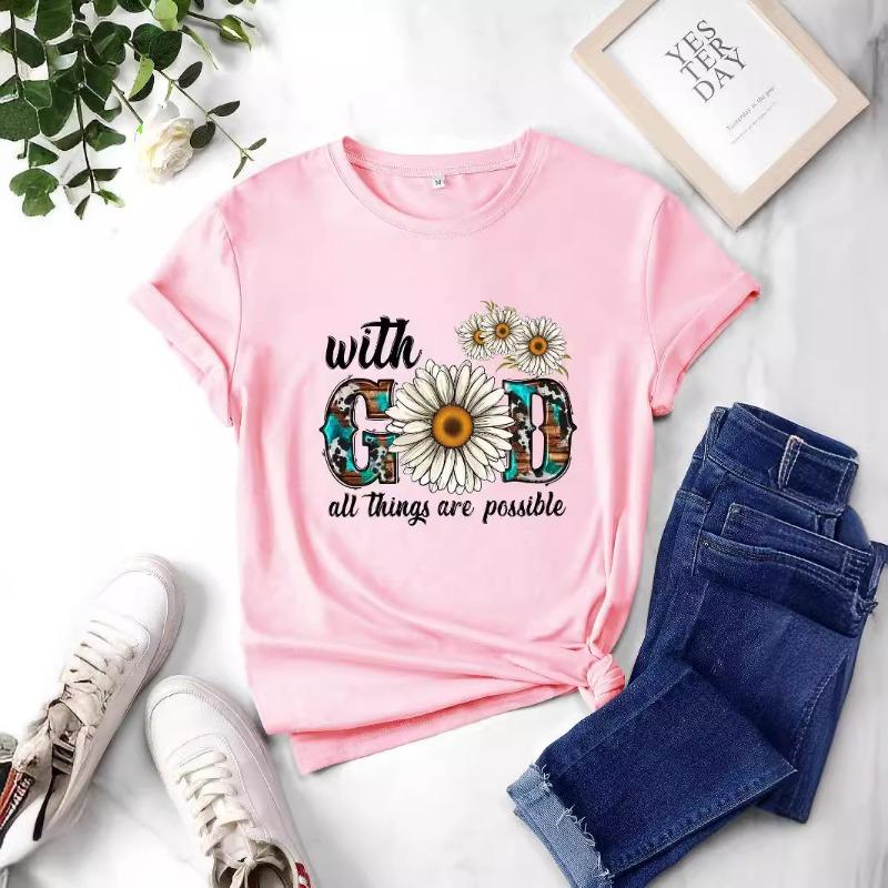 

Лето с ХОРОШИМ красочным печатным узором с буквами, повседневные футболки из чистого хлопка с короткими рукавами для женщин XXXL