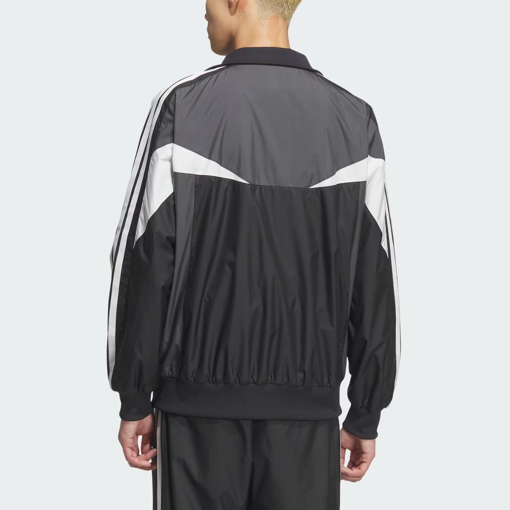 Adidas Roupa Desportiva Outono/Inverno 25 Essencial Solta Color Block Forro em Malha À Prova de Vento Respirável Jaqueta de Manga Comprida com Três Riscas Jaquetas Masculinas KF3677