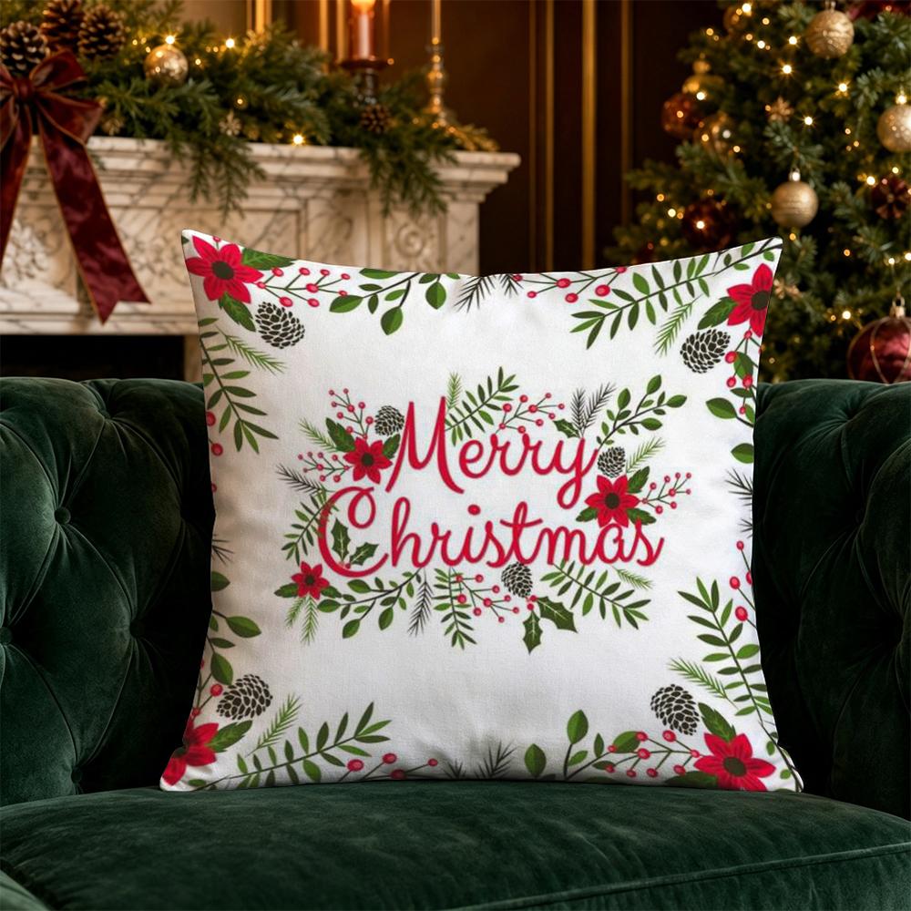 Christmas Cute Pillow Covers Pattern Cushion Cover Suitable for Sofa Bedroom Car Pillow Cover