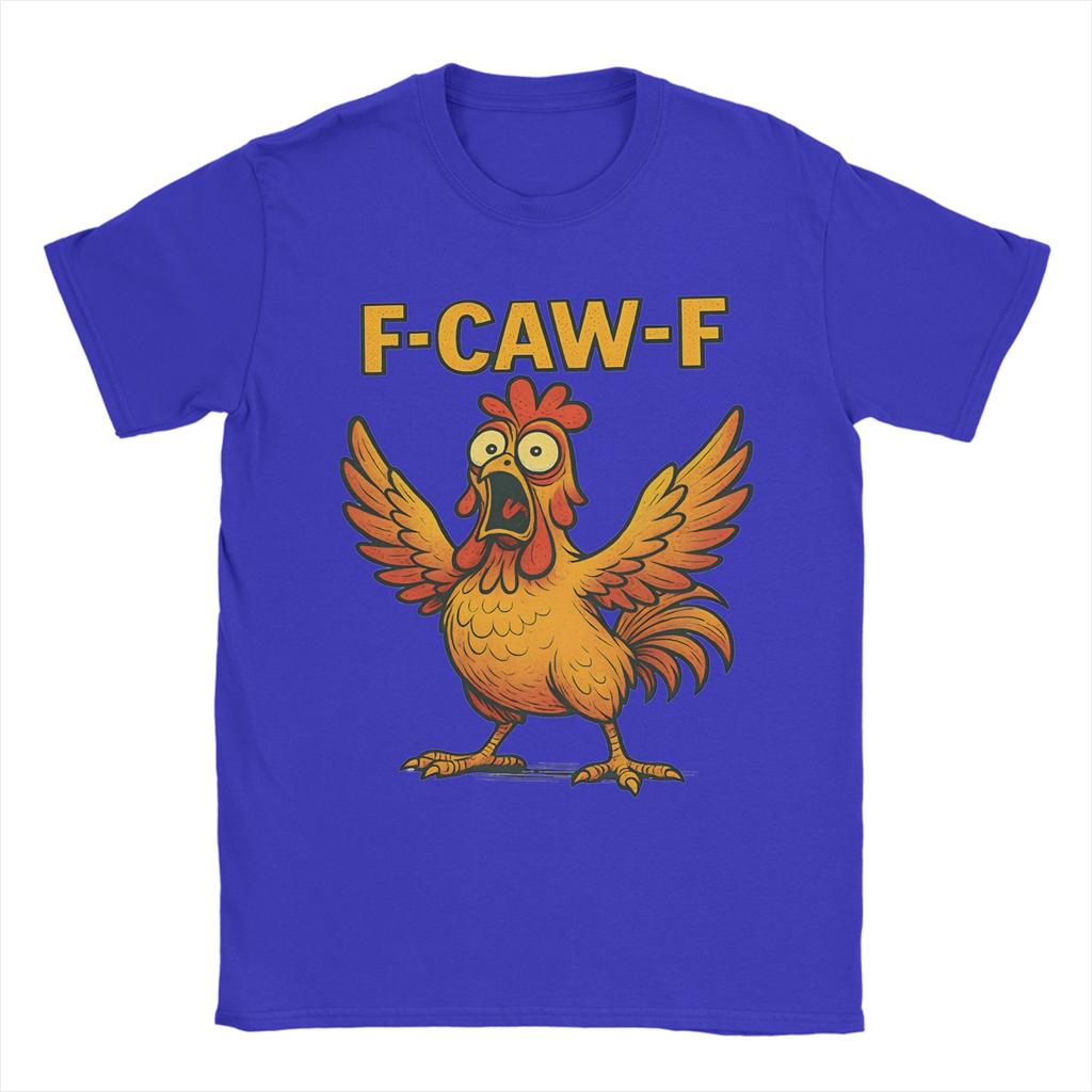 Men's T-Shirts Funny F-Caw-F Chicken Screaming Rooster Meme Humor 100% Cotton Tee Shirt Short Sleeve  T Shirt O Neck Tops Unique