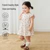Infant Girl's Flutter Sleeve Cotton Romper Dress