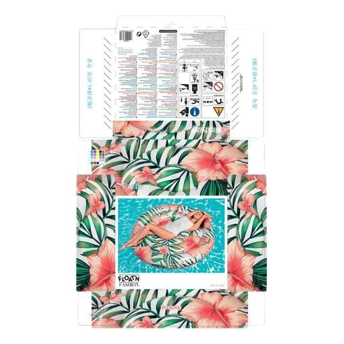 Matelas gonflable - Bestway - Float'n Fashion - Tropical - Blanc - Extérieur