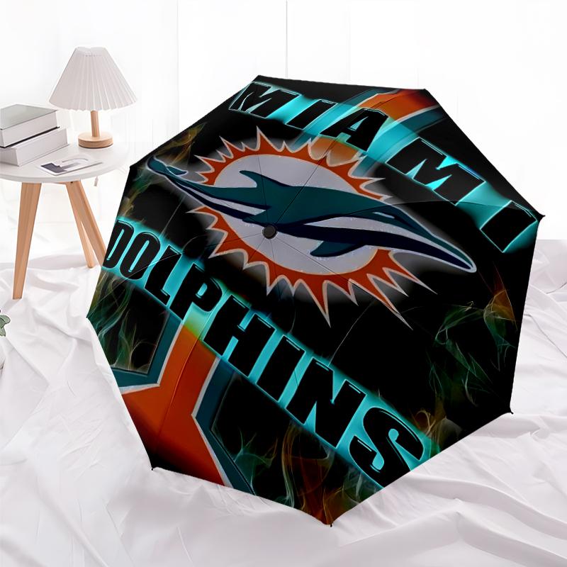 Printed Miami Dolphins logo Folding Umbrella,Outdoor,Leisure,And Travel Umbrella,Durable Umbrella Fabric,Birthday And Holiday Gift