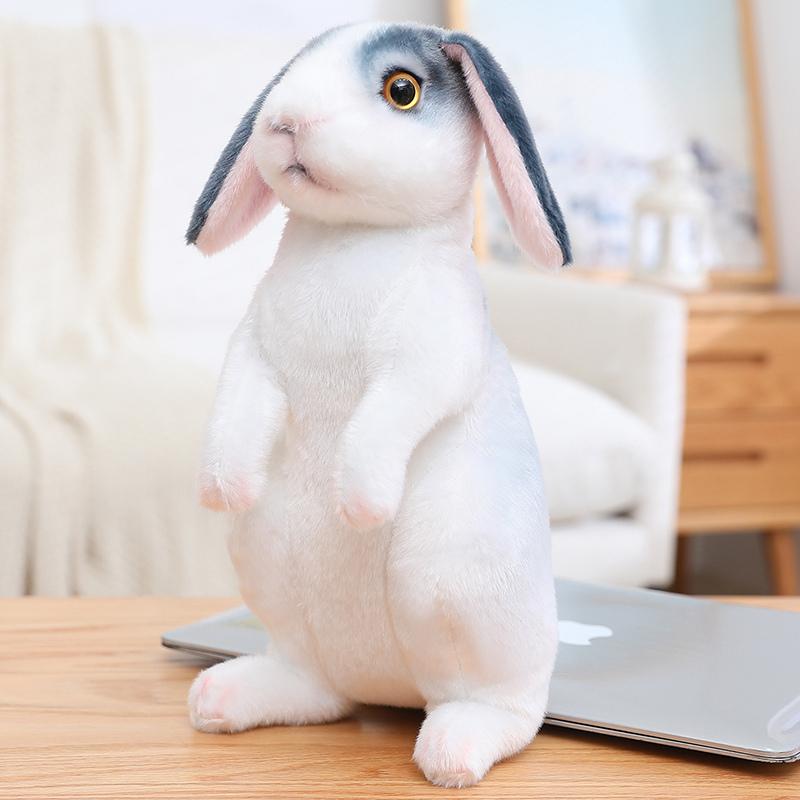 Kawaii Simulation Long Ears Rabbit Plush Doll Lifelike Animal Realistic Toy Model Room Decor Boys Birthday Gift