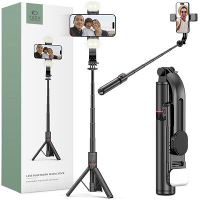 Tech-Protect L05S Bluetooth Selfie Stick Tripod & Led Light Black