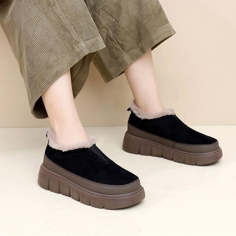 Women's Warm Winter Boots Plush Lined Slip-On Snow Shoes Thick Sole Increased Height Anti-slip Cotton Shoes zapatos para mujer
