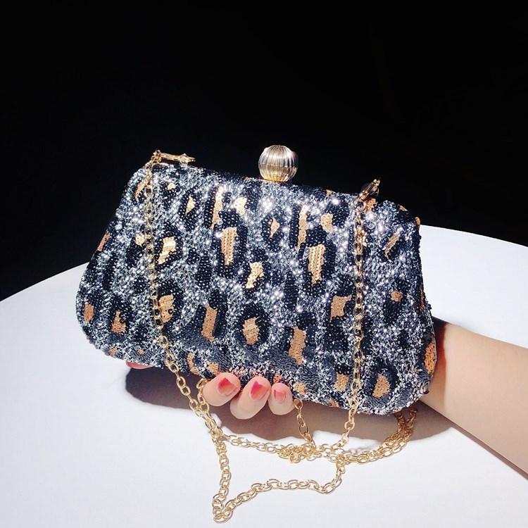

2024 Stylish Women Dinner Bag Luxury Embroidered Sequins Top Handle Bags Shoulder Handbag Leopard Print Clutch Purse Noble Tote