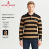 MONTAGUT Men's Striped Long-Sleeve Polo Shirt