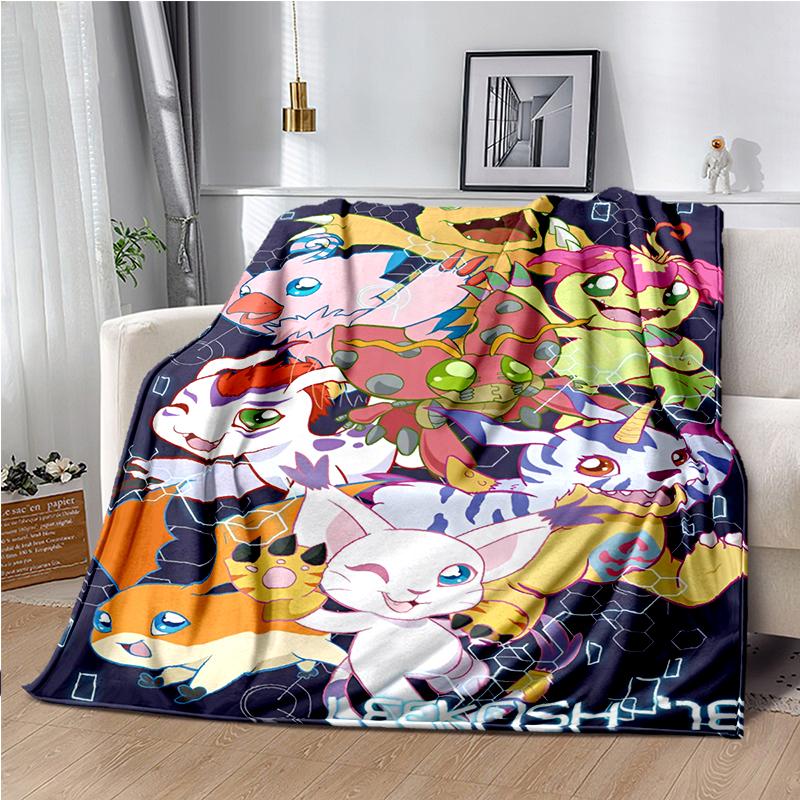 Di-gimon Cartoon Anime Throws Blanket Kids Super Soft Cute Blankt for Travel Couch Picnic Sofa Bed Flannel Blanket Birthday Gift