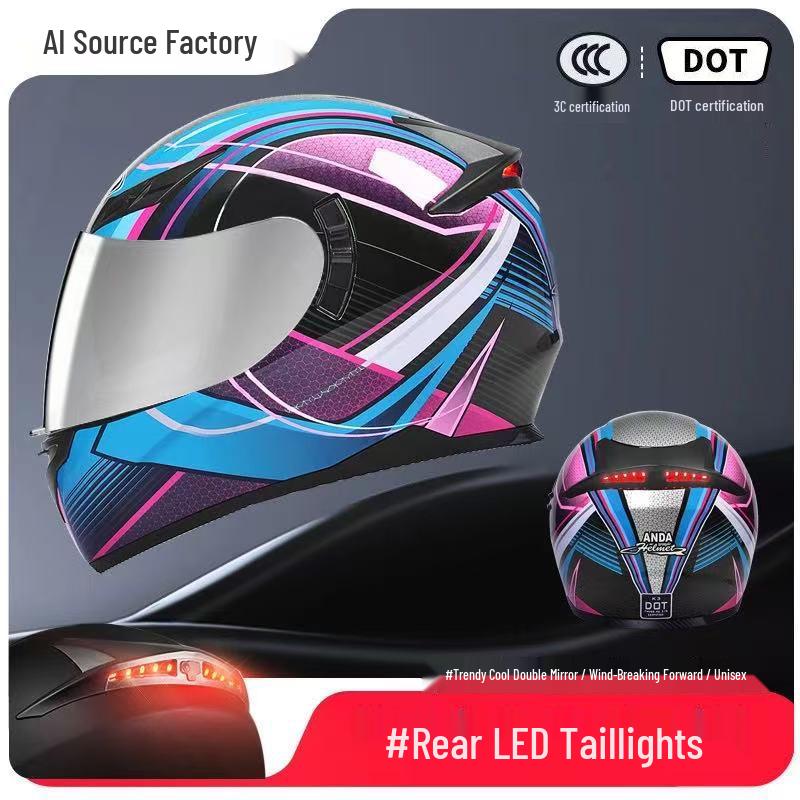 3C Certified Full Face Motorcycle Helmet for Men & Women - All-Season, Trendy Autumn/Winter Design
