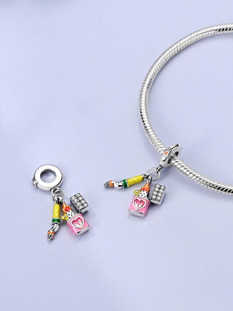 Charms Plata Copper Colors Hair Dryer Coca-Cola Hamburger Beads Pendant For Original Bracelet For Women Diy Jewelry Love Gift