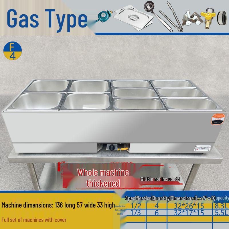 Commercial Gas-Powered Countertop Warming Table with Soup Pot for Fast Food Stalls