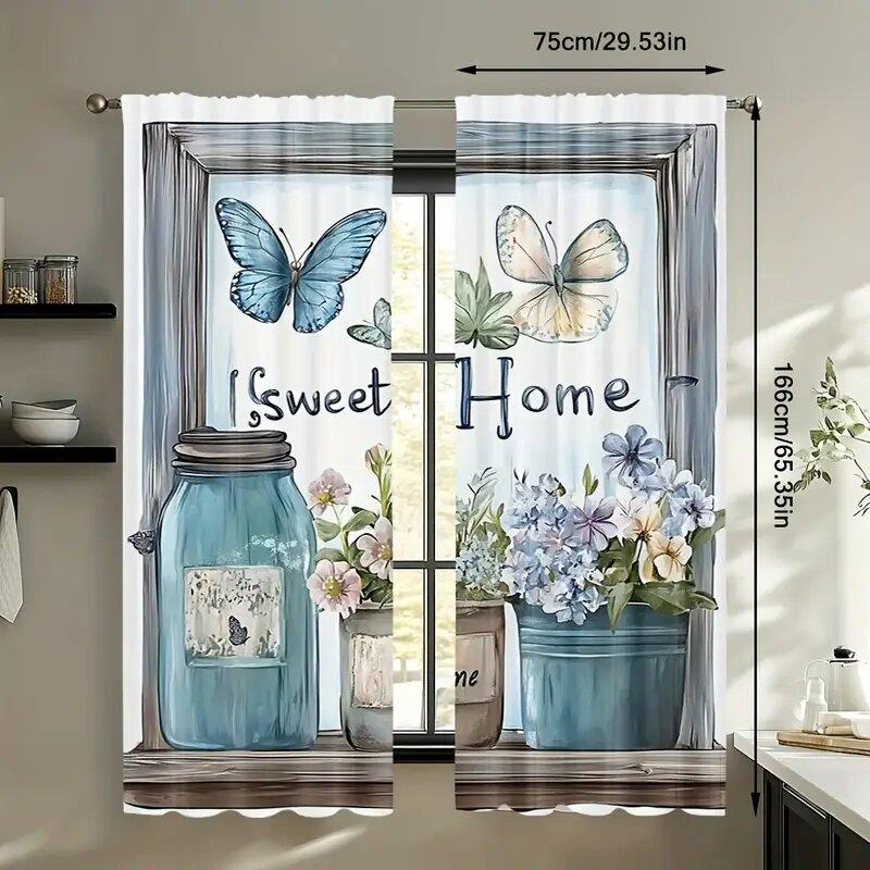 Sweet Home Butterfly - Pole Bag curtains   bedroom and living room decoration   home decoration   living room decoration