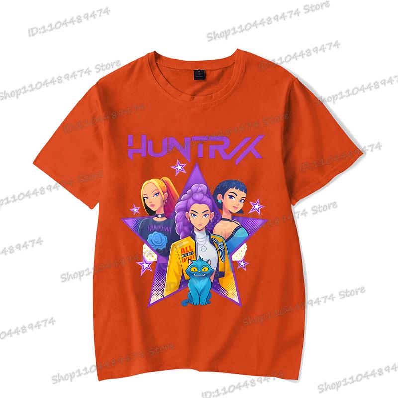 Vintage Kpop Demon Hunters Anime T-shirt Rumi Zoey Mira Print T Shirt Harajuku Cartoon Kpop Demon Hunters Teenage Girls Tshirts