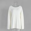 Fall Winter New Women's 100% Cotton Crewneck Sweater European American Style Loose Lazy Backless Sexy Knit Pullover