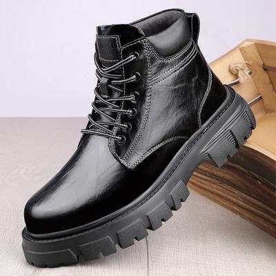Mode Hohe Qualität Dicke Sohle Herren Motocross Stiefel Echtes Leder Winter High Top Schuhe Business Casual Britische Stiefeletten Sneakers