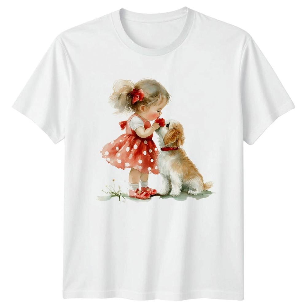 Girl Dog Puppy Animals Love Graphic Unisex TShirt Unisexs Tee Unisexs Top S