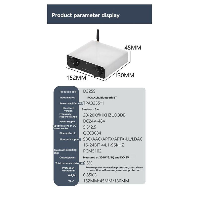 ABNR D325S HFI Desktop DAC AMP Headphone Amplifier 300W X 2 QCC3084 RCA XLR Bluetooth SBC/AAC/APTX/APTX-LL/LDAC